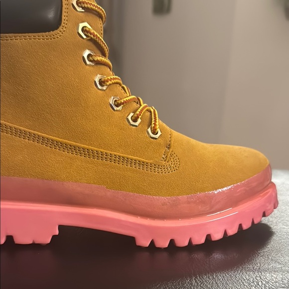 CAPE ROBBIN ❣️ Gretna Color-Block Lace-up Boots - Pink ❣️BRAND NEW❣️ - Picture 9 of 16